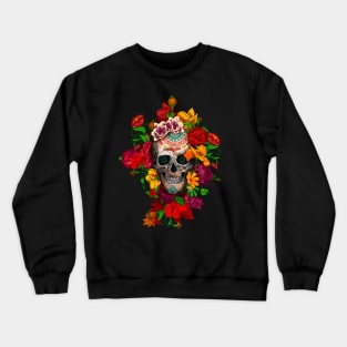 Sugar skull with flowers Crewneck Sweatshirt